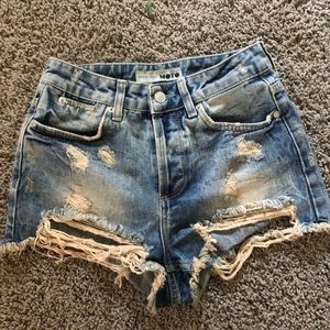 Denim high waisted shorts from topshop.